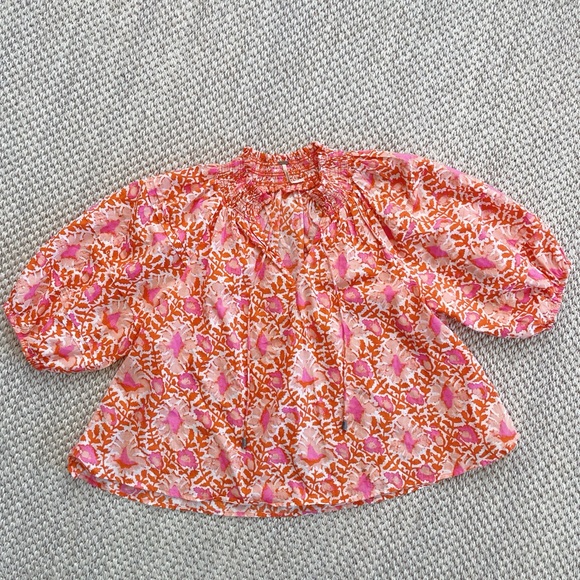 Free People Tops - Free People Willow Printed Floral Smocked Blouse – Women’s Size Small